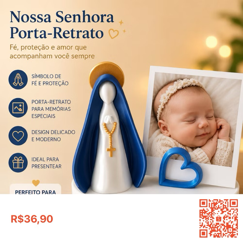 Kit  Nossa Senhora Aparecida Decorativo | Enfeite Religioso com porta foto