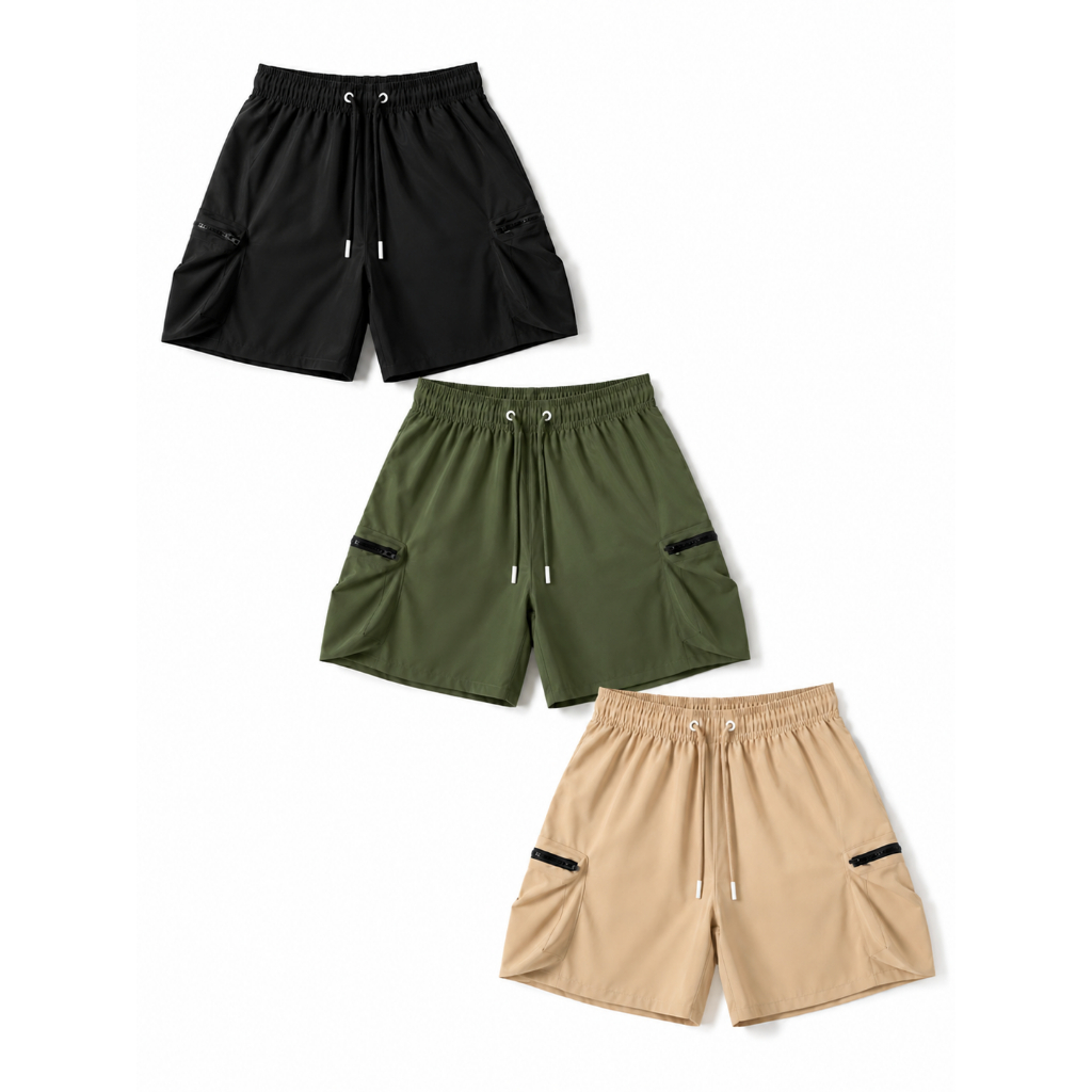 Kit 3 Bermudas Masculinas Cargo Mauricinho com Elastano 4 Bolsos Cintura Elástica Casual