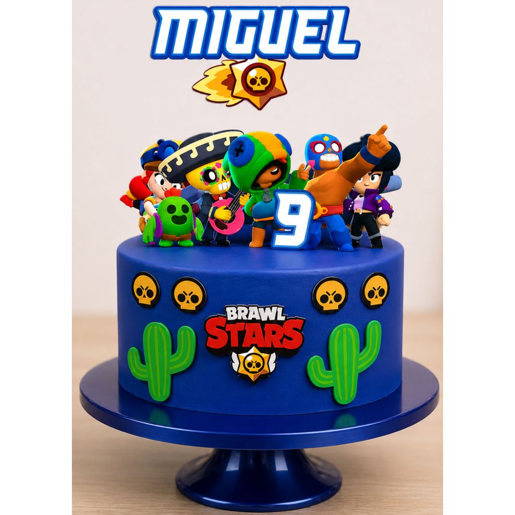 Topo de bolo personalizado Brawl Stars Topper de bolo decoração festa infantil Brawl Stars