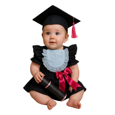 Body Bebê Temático para Mesversario de formatura conclusão Romper beca de formatura para bebê