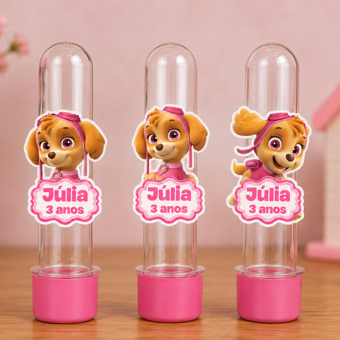 Apliques Para Tubetes Skye / Patrulha Canina Personalizado Com Nome e Idade / Lembrancinhas Aniversário