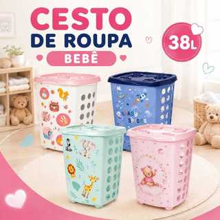 Cesto Multiuso em Plástico Resistente para Organização Cesto De Roupa Quarto De Bebe