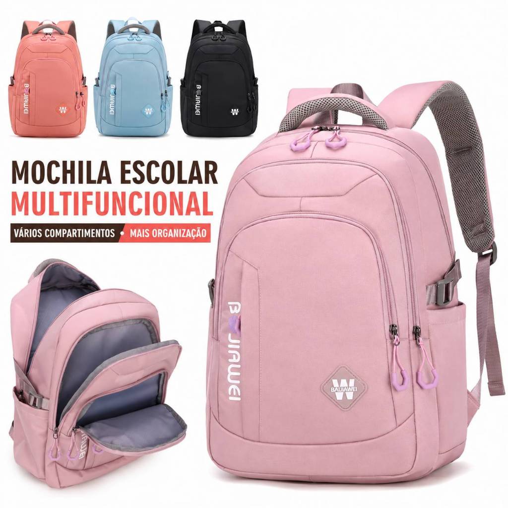 Mochila Feminina Coreana casual e leve para estudantes do ensino médio Impermeavel