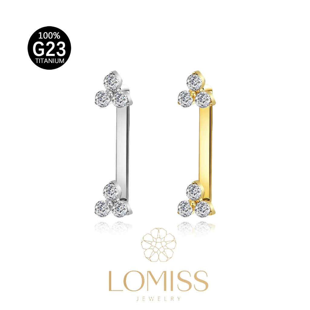 LOMISS Piercing Surface G23 Zircônia G23 100% Titânio Rosca Interna De Cristal De Superfície Barbell