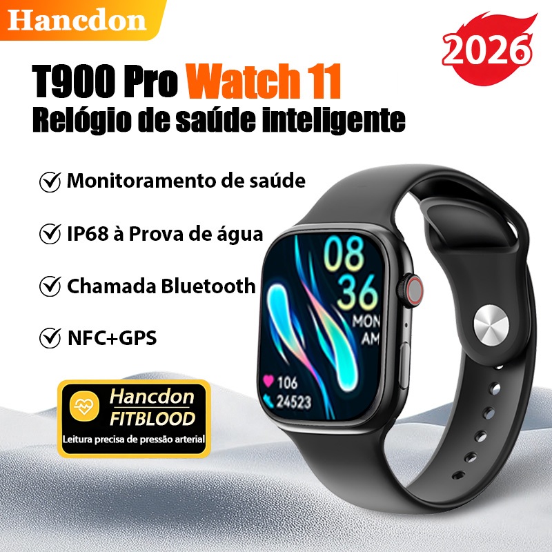 Relógio Inteligente feminino masculino Hancdon Smart Watch 11 NFC/GPS 2.01"AMOLED Chamada Bluetooth IP68 à Prova de água