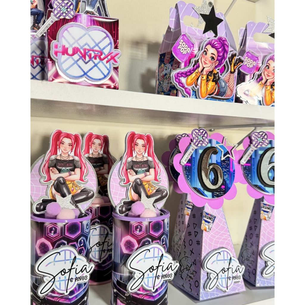Kit Festa Guerreiras do Kpop HUNTRIX 1 LUXO Caixa Personalizada - Kit - Caixa - Lembrancinha - Aniversário