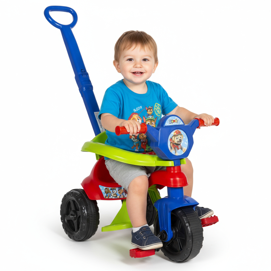 Triciclo Menino Motoca Velotrol Completo De 1 a 3 Anos C/ Protetor, Pedal, Empurrador - QUEEN SHOP
