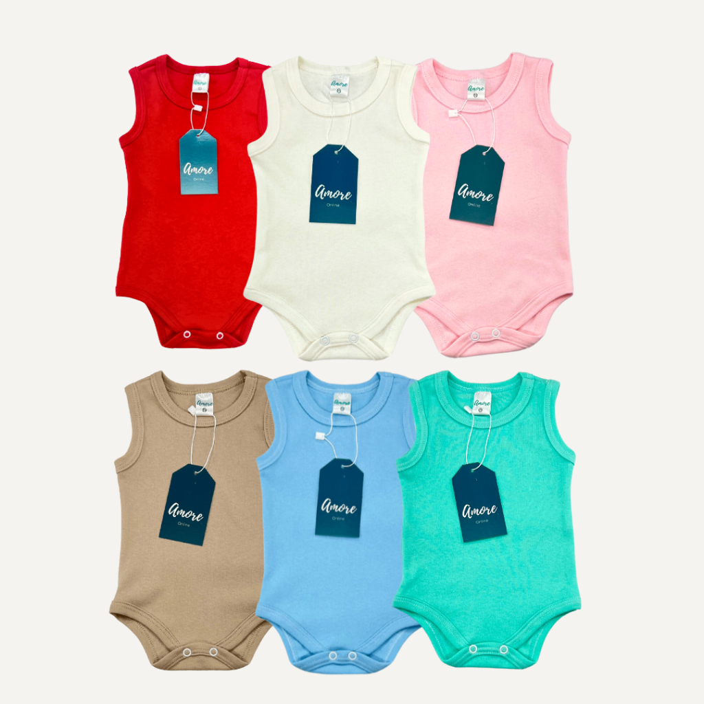 Roupa Bebê Body Regata Amore 100% Algodão