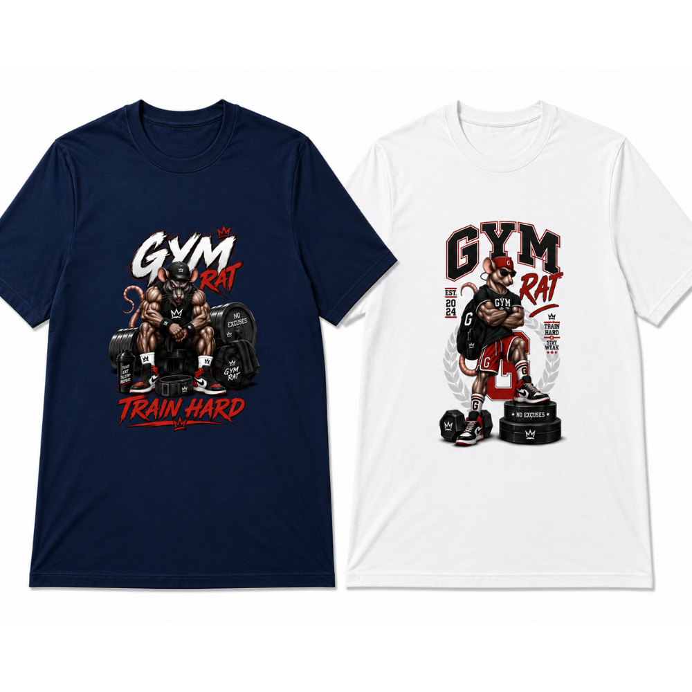 Kit 2 Camisetas Gym Rat Academia Fitness Musculação Treino Maromba Masculina Algodão Confortável Resistente