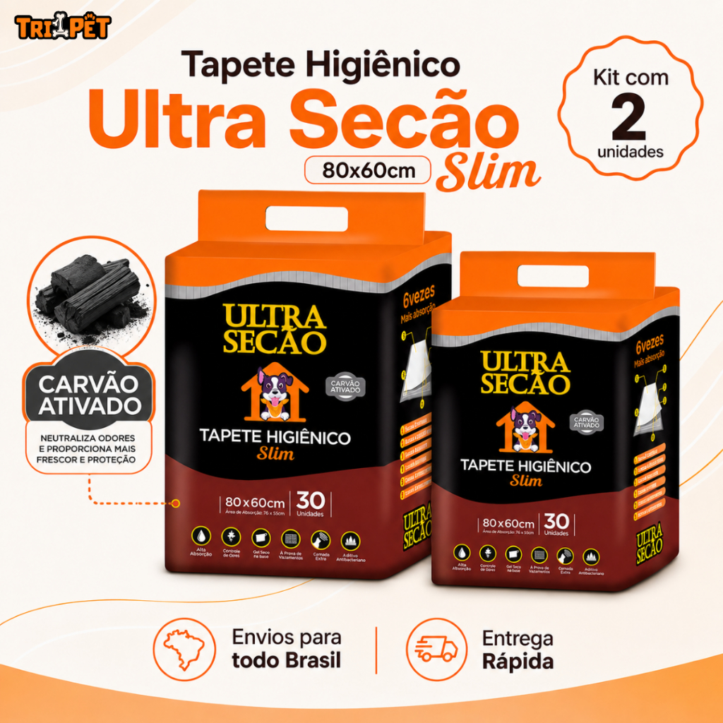 Tapetes Higiênicos 80x60 30/60 unidades Ultra Secão Carvão Ativado para Cães e Gatos Pets Grande