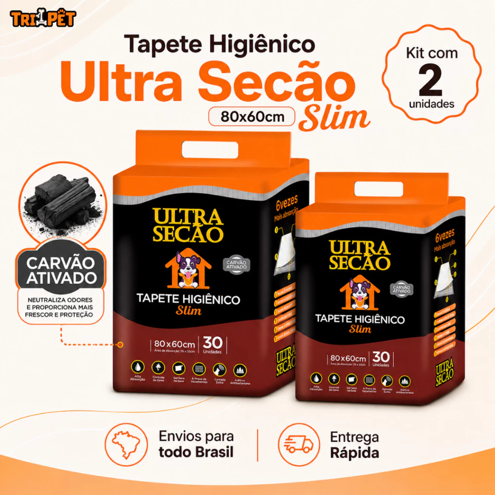 Tapetes Higiênicos 80x60 30/60 unidades Ultra Secão Carvão Ativado para Cães e Gatos Pets Grande