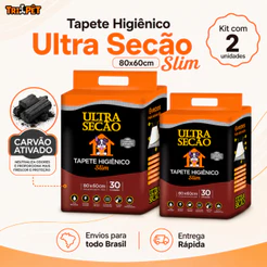 Tapetes Higiênicos 80x60 30/60 unidades Ultra Secão Carvão Ativado para Cães e Gatos Pets Grande