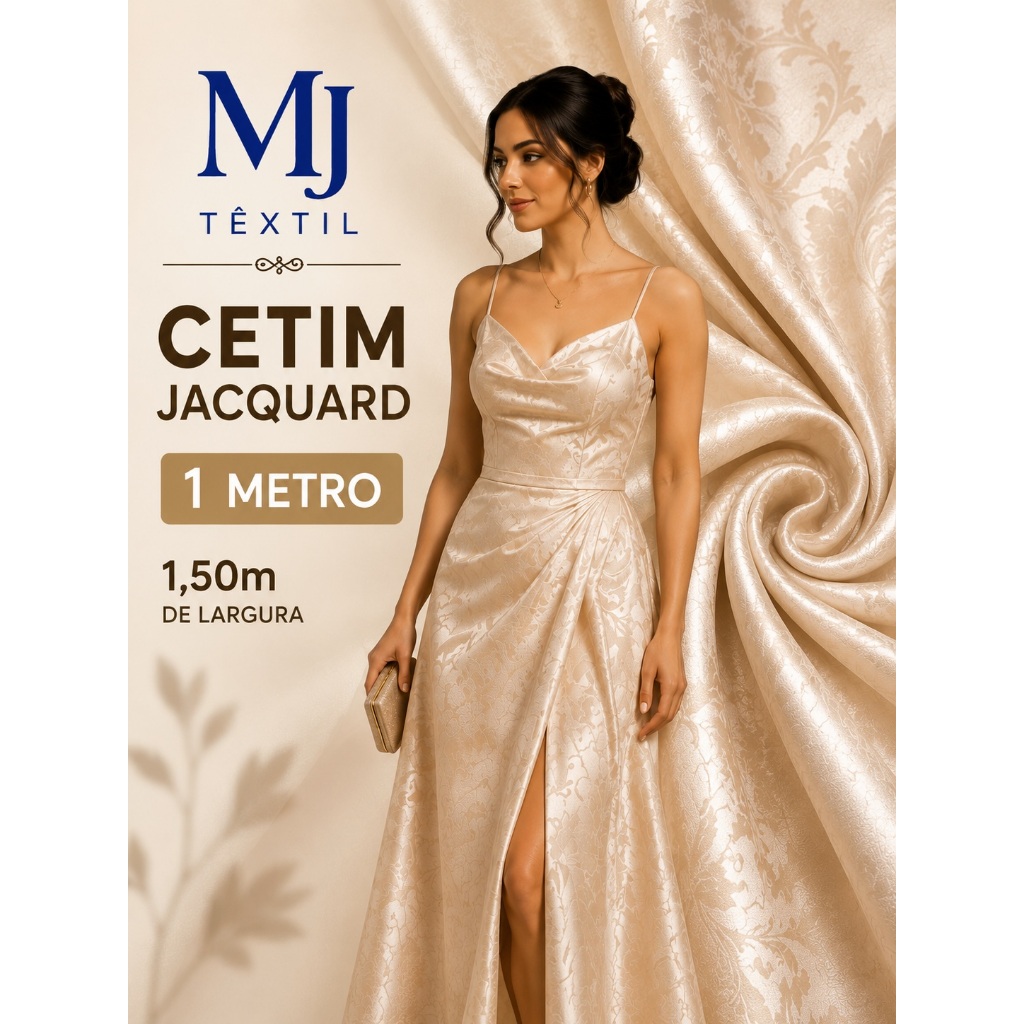 Tecido Cetim Jacquard 1 Metro x 1,50m Largura 100% Poliéster Brilhoso Costura Vestido Festa Decoração Artesanato