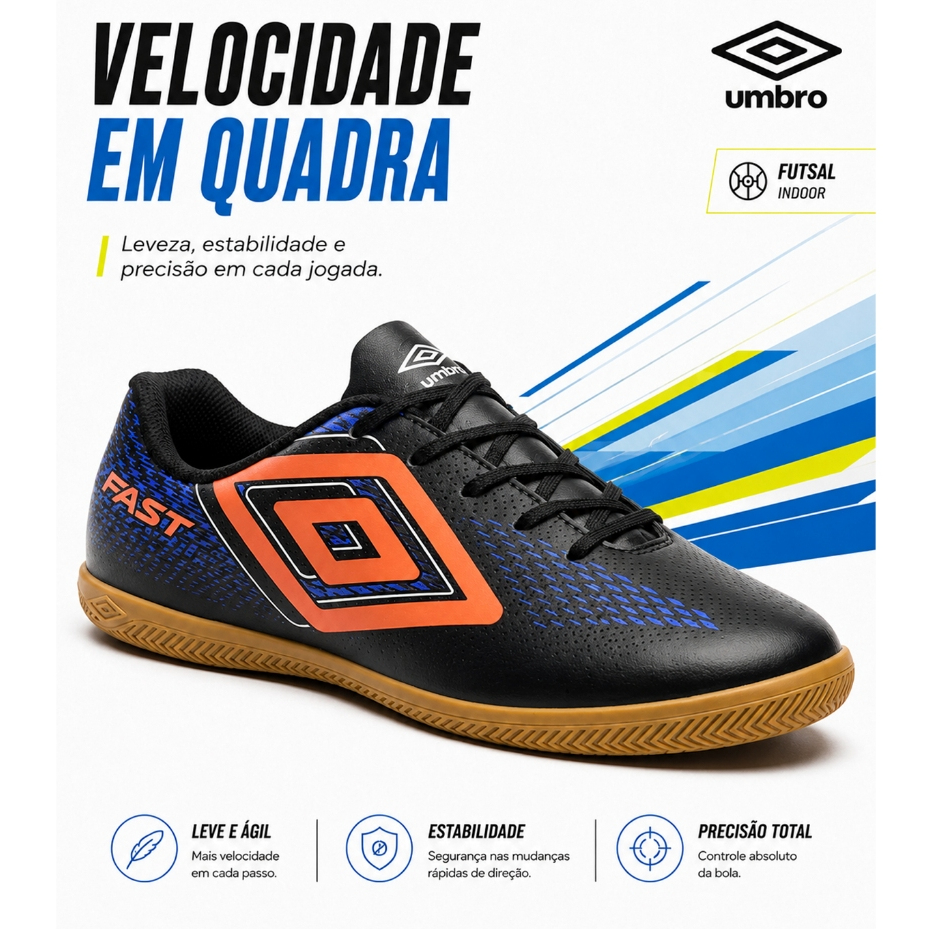 Chuteira Futsal Masculino Umbro Fast II Chuteira de Futsal Futebol Salão Quadra Society Original