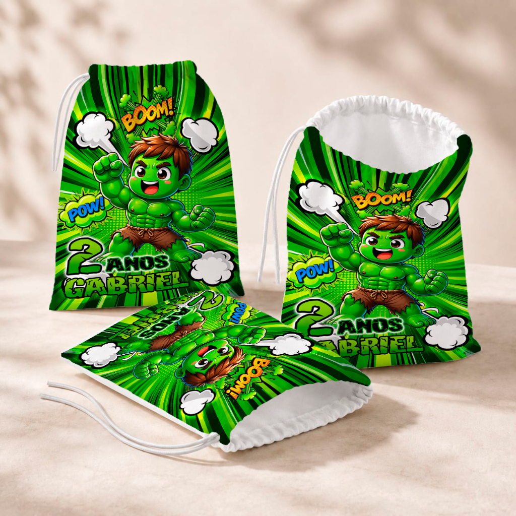 20 Sacolinhas Personalizada Festa Infantil 18x26 Aniversário Lembrancinha Hulk Baby