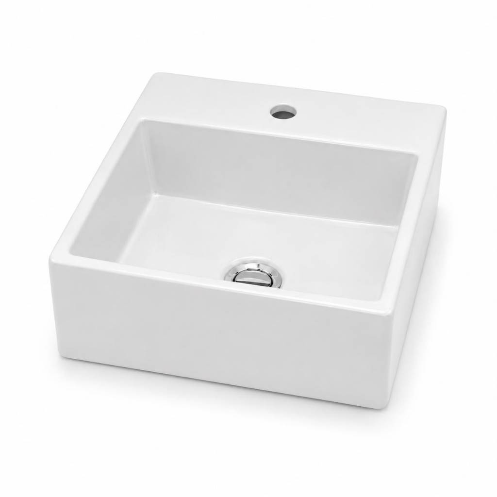 Cuba Sobrepor Banheiro Lavabo de Louça Retangular 41x31 Fiori Branco