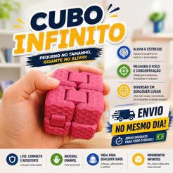 Cubo Infinito Sensorial Fidget Toy Articulado Antiestresse Brinquedo de Bolso 3D