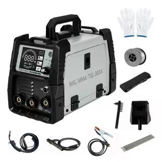 JMJN Máquina de Solda Inversora IGBT 300A Bivolt 110V/220V 3 em 1 MIG MMA TIG Sem Gás Display Digital Kit Completo