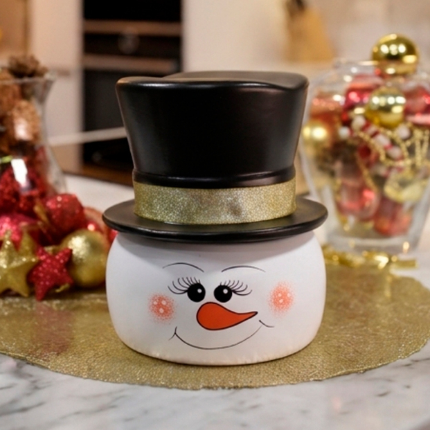 Boneco de Neve Enfeite Presente Natal Cerâmica Decorar Lar Mesa Decoração Casa Moderno Decorativo Porta-Doces e Objetos
