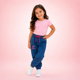 Calça Menina Jogger Jeans INFANTIL de Sarja  Alta Qualidade Slim Fit  Criança