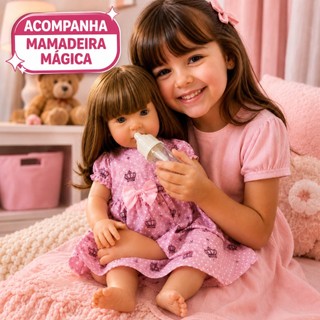 Boneca Bebê Reborn Realista Silicone Corpo Inteiro com Chupeta Mamadeira Fralda com mamadeira magica Reborn Realista