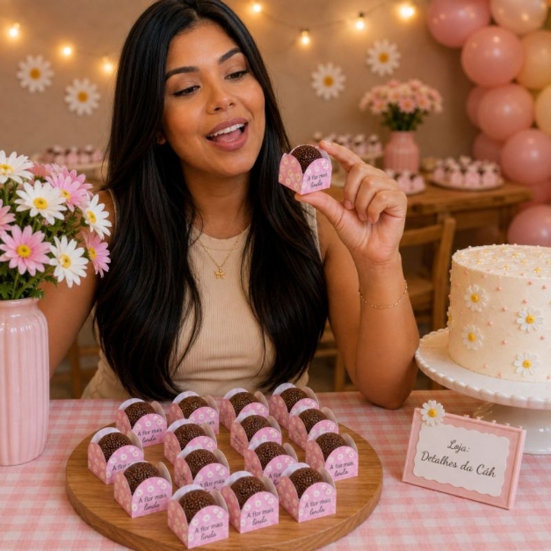 Forminha para Doces 4 Pétalas Margarida - Festa Jardim das Margaridas