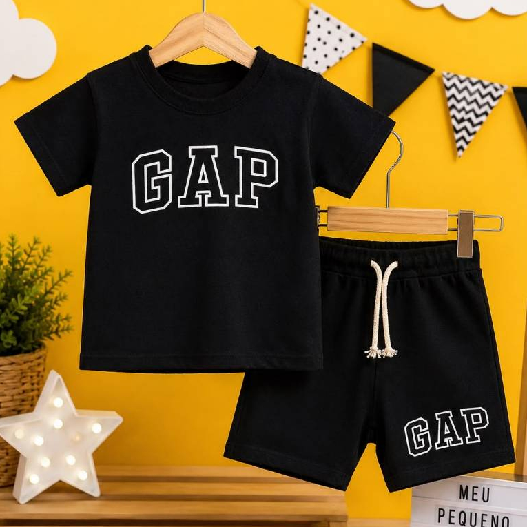 Conjunto Infantil Camiseta Manga Curta com Shorts para Bebe Menino Estiloso