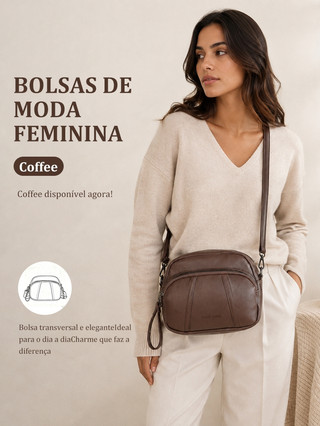 JAMI JAMI Bolsa Transversal Feminina Compacta com Zíper e Bolsos para Uso Diário T210