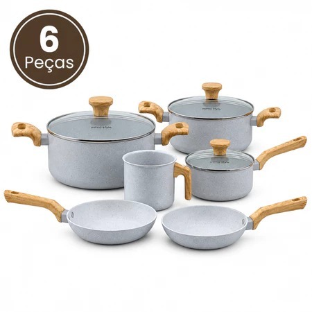 Kit Conjunto de Panelas 6 Peças Pratic Cook Grafite
