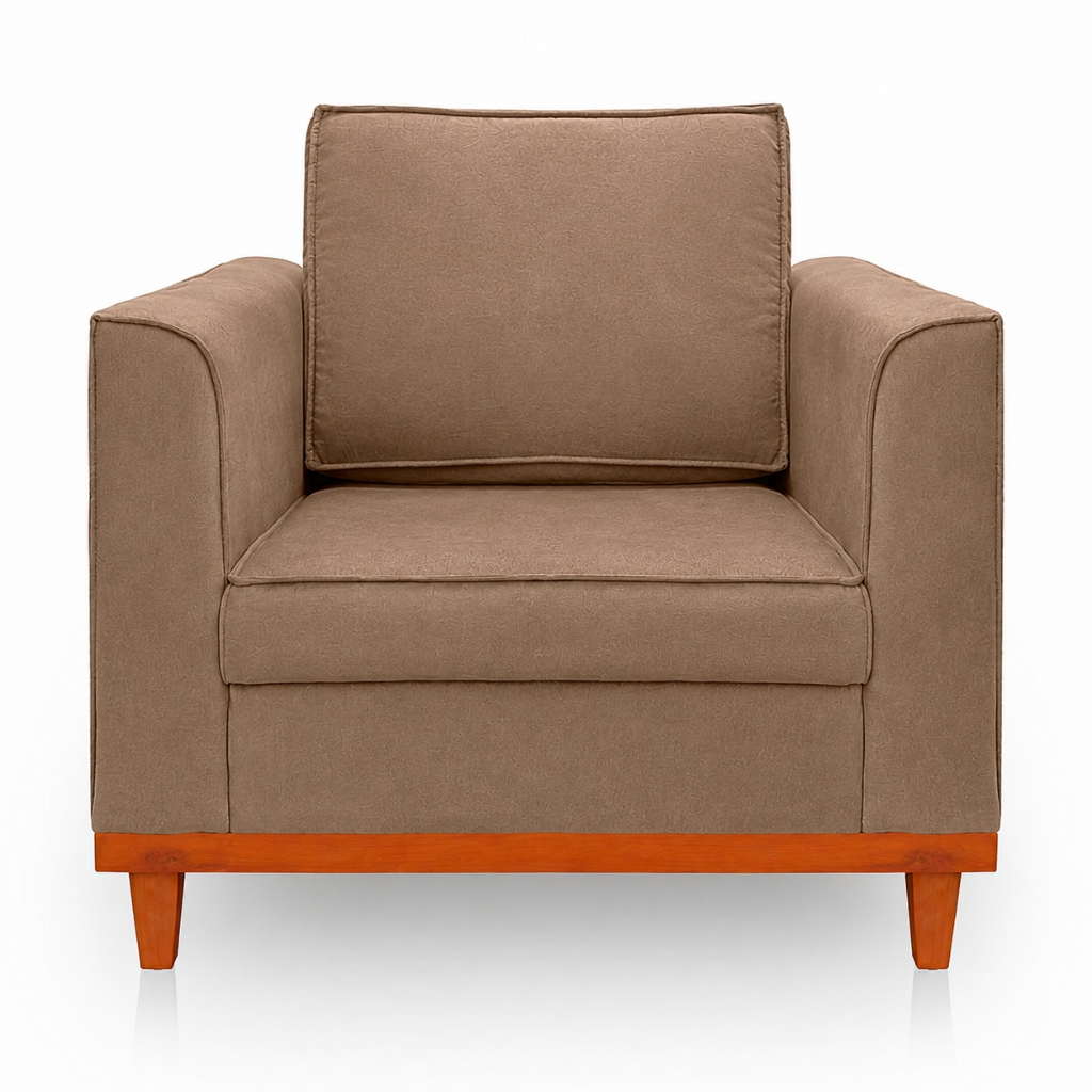 Poltrona Beny Decoração Reforçada Sala de Estar Moderna Suede Capuccino