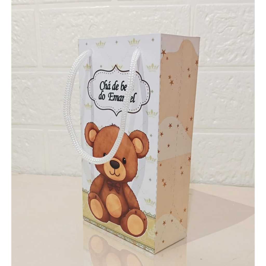 Sacolinha P ursinho marrom/ bege / neutro - Personalizada / Chá de bebê /Lembrancinha de Festa /Aniversário