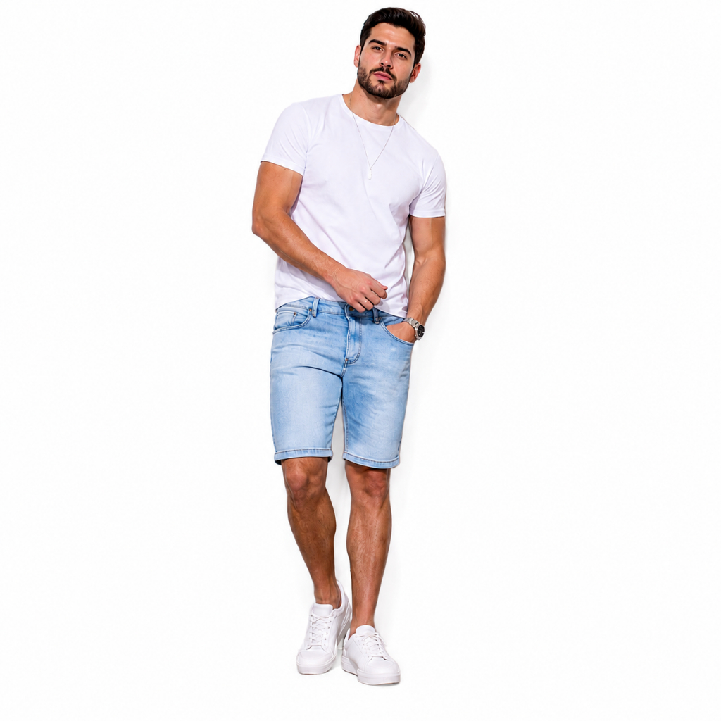 Bermudas Jeans Masculinas com Lycra Elastano Confortável