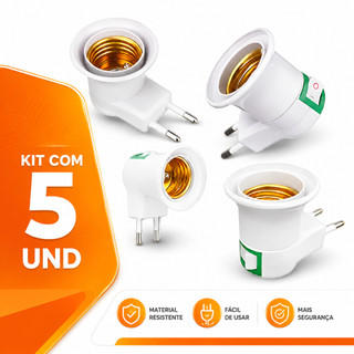 Soquete Adaptador de Tomada E27 com Interruptor - Bivolt