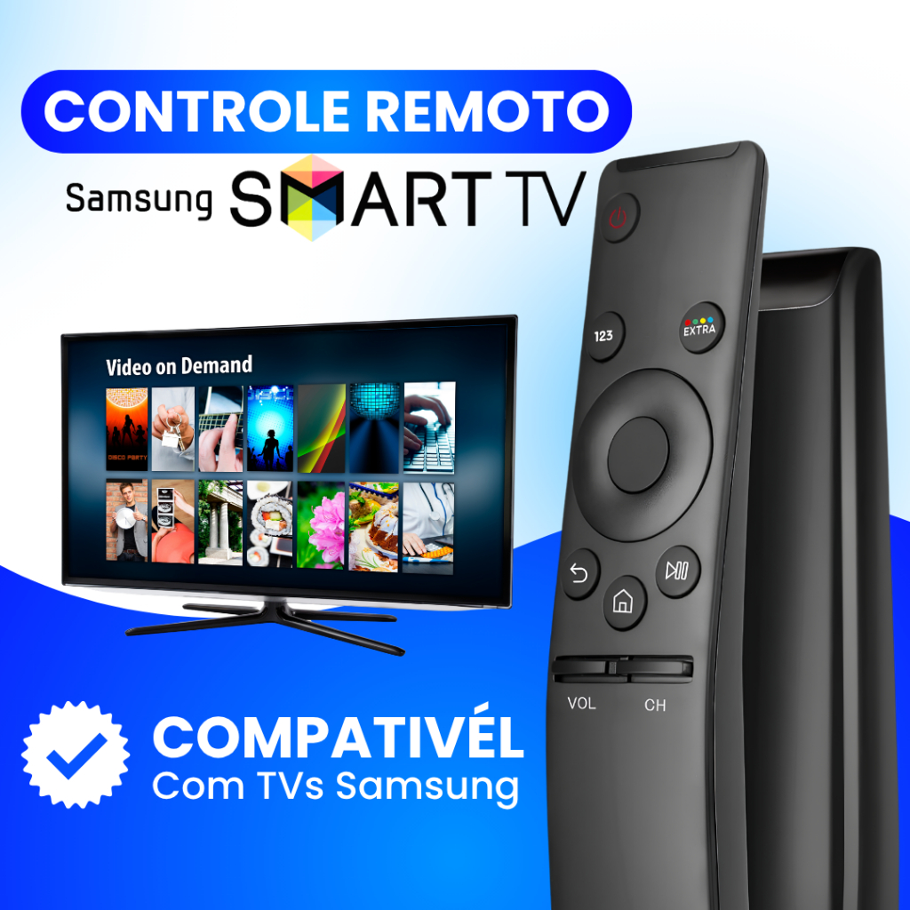 Controle Remoto Compatível Com Samsung Smart TV + 2 Pilhas