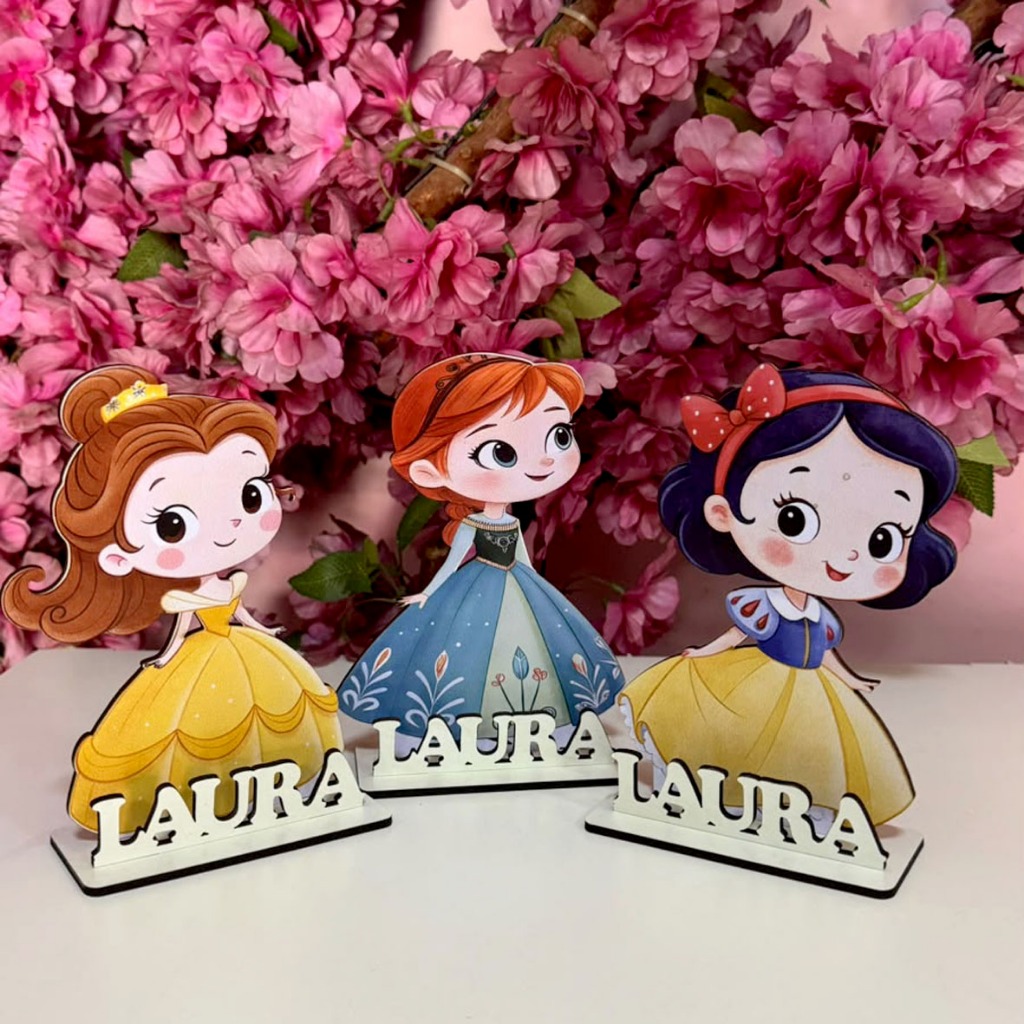lembrancinha Princesa Cand Color Cut Baby centro de mesa Personalizado com nome para aniversário MDF adesivado