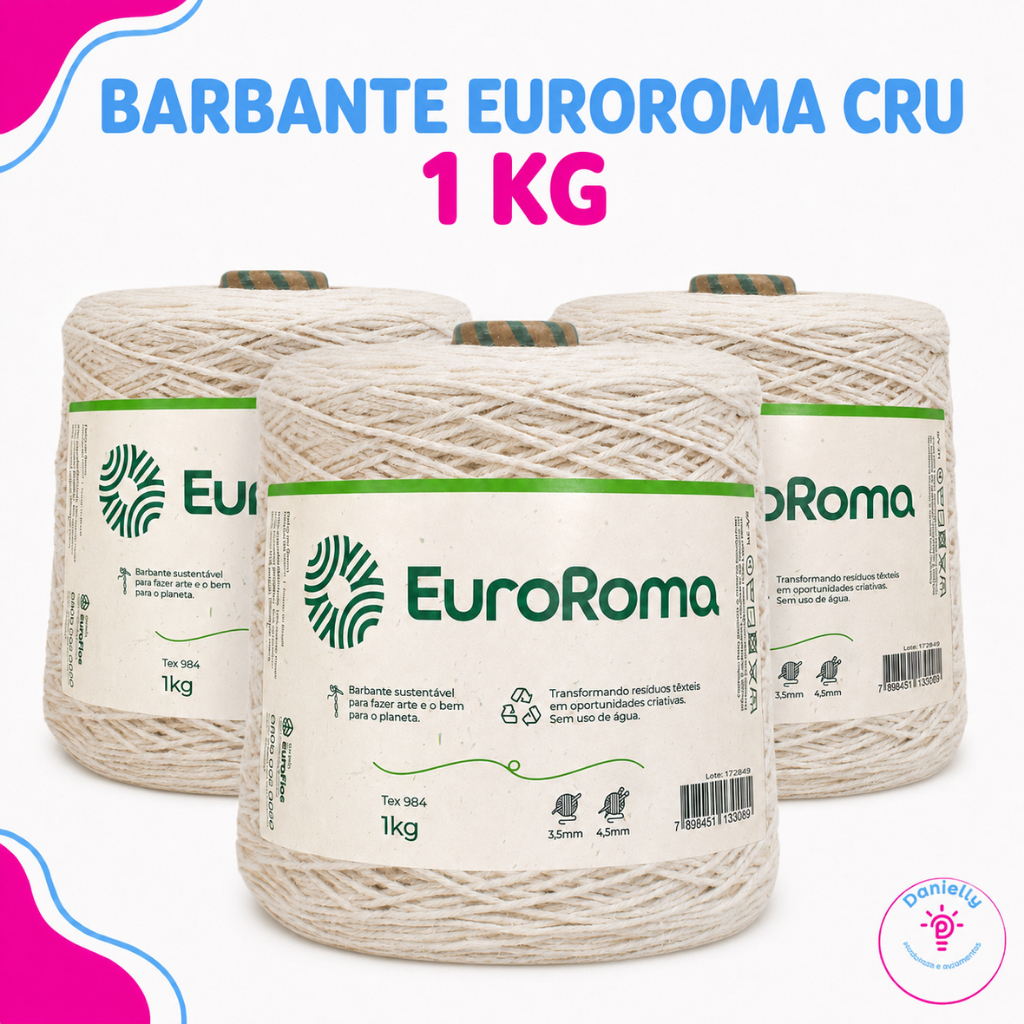 Barbante EuroRoma Cru 1kg – Para Crochê e Artesanato
