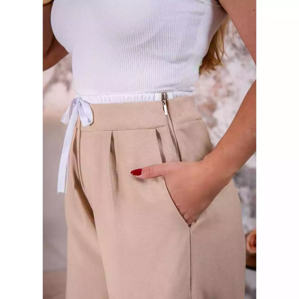 Calça Virginia Bicolor Pantalona Feminina Cos Duplo A Calça Mais Usada Esportiva Moderna Causal — imagem 1