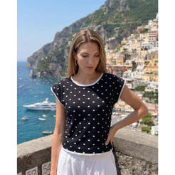 Blusa Tricot Modal Bolinhas Poa Manga Morcego Primavera Verão Tendencia Moda