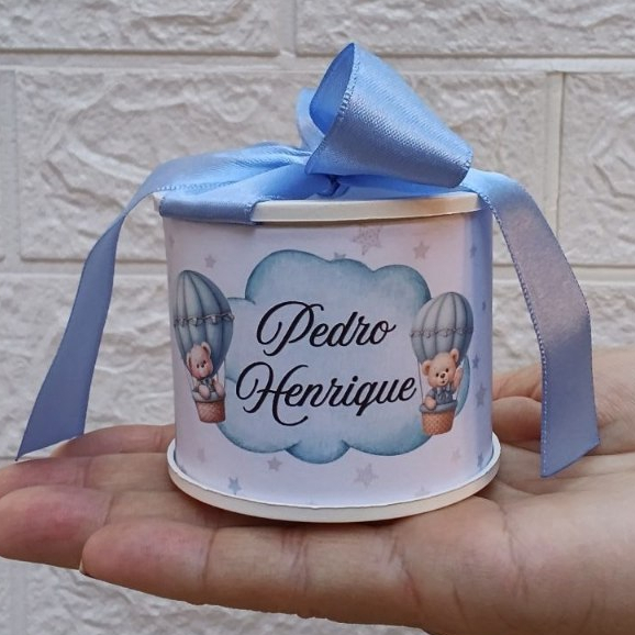 Kit Tubolata Balão Azul Personalizada Lembrancinhas / chá de bebê/ revelação/ batizado/ maternidade/ aniversário 5x6