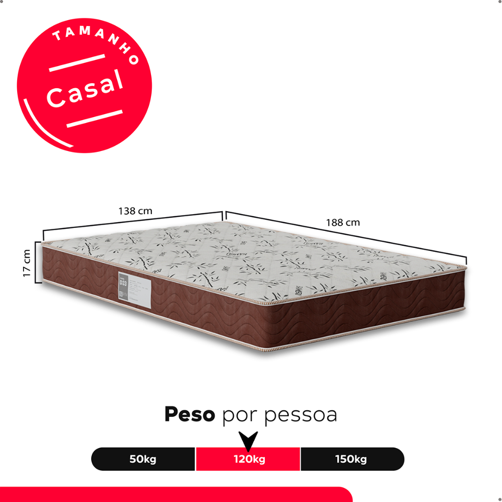 Colchão Casal D33 One Face - 17x138x188cm - Suede Marrom · foto 2