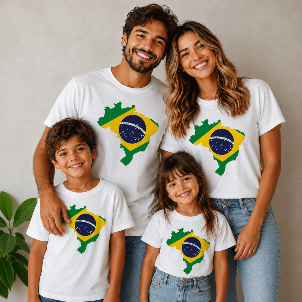 Camisa Blusa T-shirt Camiseta SELEÇÃO BANDEIRA DO BRASIL MAPA Envio Imediato