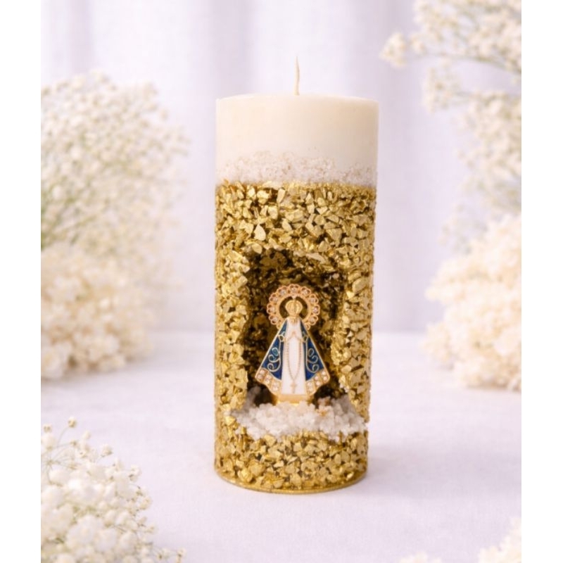 Nossa Senhora Aparecida vela gruta presente artesanal