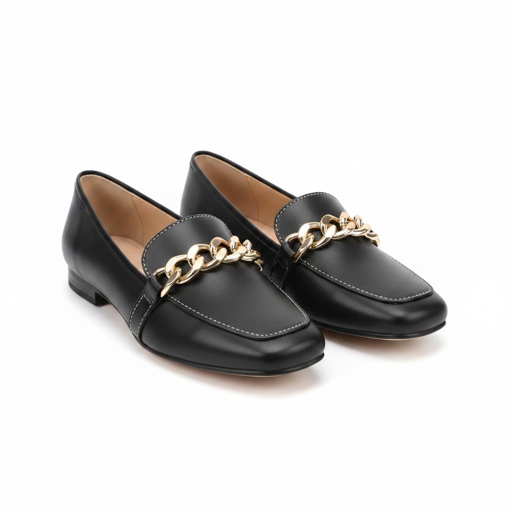 Sapatilha Mocassim Feminino com Corrente Elegante Chic Confortável Macio 34 ao 40 Moderna Elegante Dia Dia