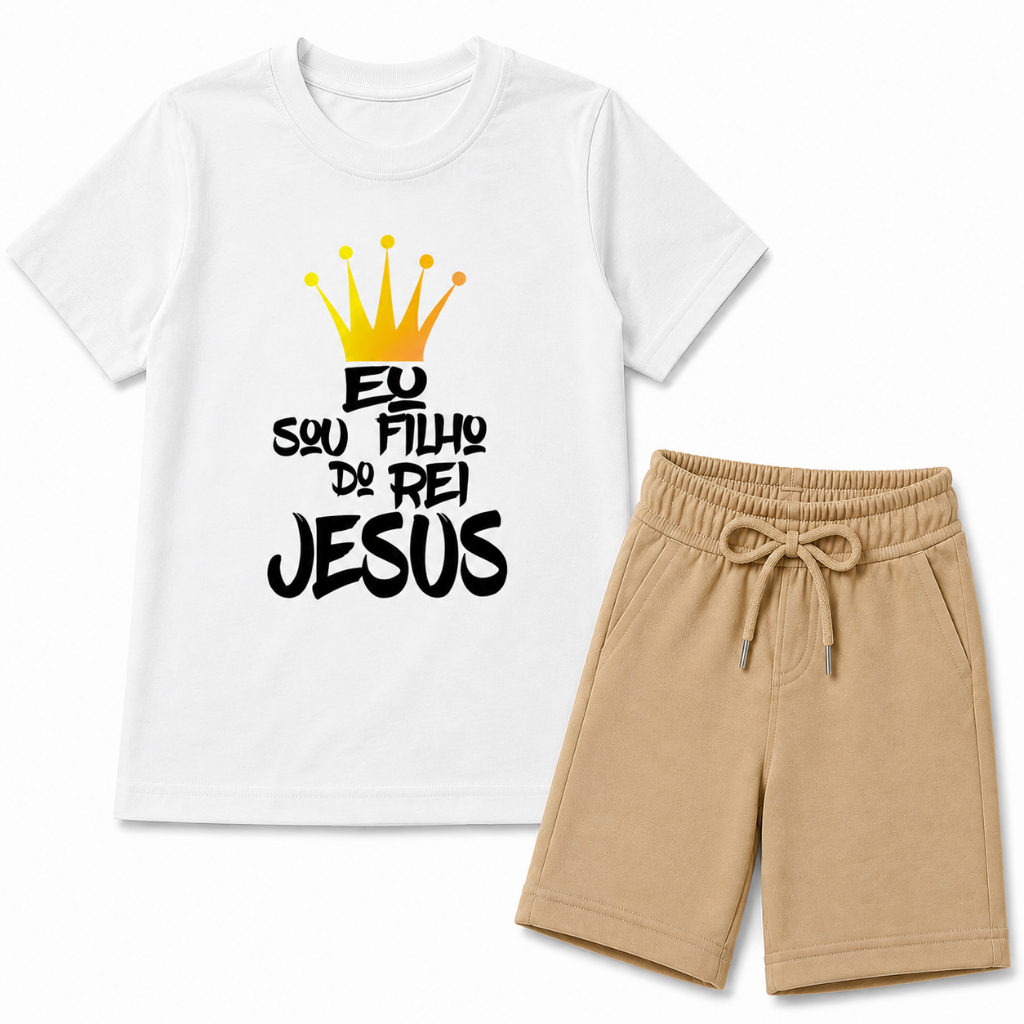 Conjunto Infantil Masculino Menino Camiseta Algodão Estampada Bermuda Moletinho Roupa Infantil Verão