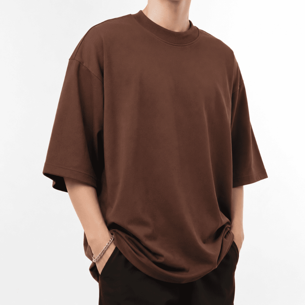 Camiseta Oversized Masculina Academia Larga Premium Gola Reforçada Confortável 100% Algodão Marrom