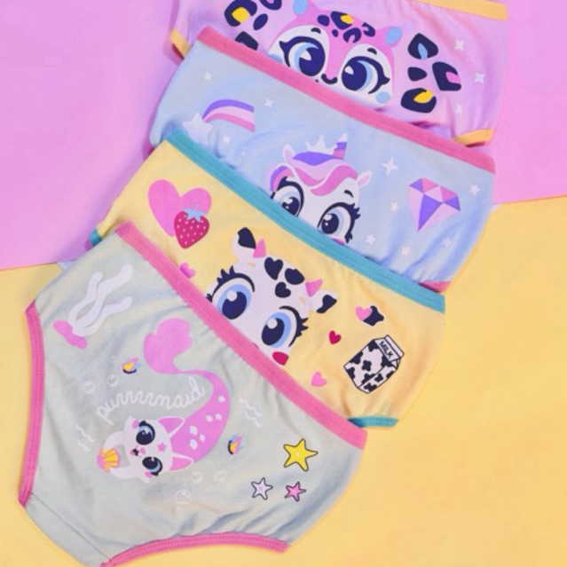 Kit 3 Calcinhas Infantis Estampadas para Menina em Algodão Premium Macias e Confortáveis Sortidas