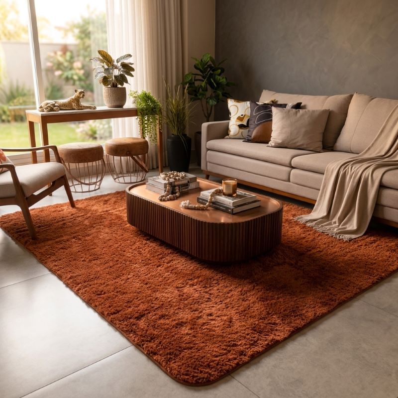 Tapete Peludo Shaggy 300x250 Macio Antiderrapante Sem Emenda Grande para Sala Quarto Decoração Moderna Sofisticada