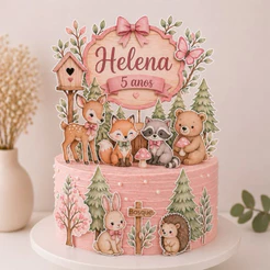 Topo de Bolo personalizado tema Bosque encantado.