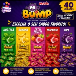 Chiclete Bump Display Caixa 40 Unidades Escolha o Sabor Doces Para Sacola Surpresa