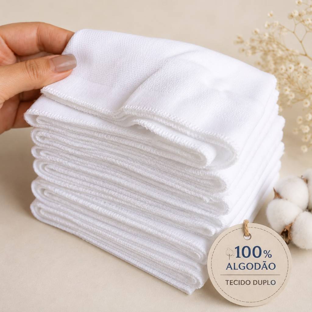 Pacote com 10 Fraldas de Pano Lisa 70x70cm Para Bordar ou Pintar, Artesanato em Geral Enxoval Bebês